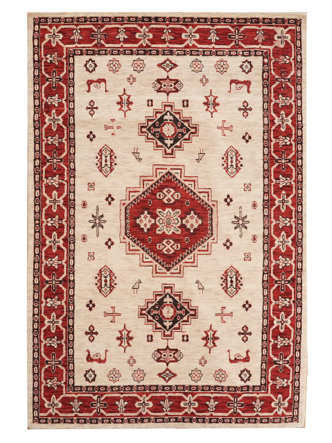 Afghan Hand Knotted Silk Wool Oriental Heritage Motif Rug