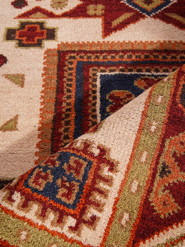 Afghan Hand Knotted Silk Wool Oriental Geometric Star Medallion Rug
