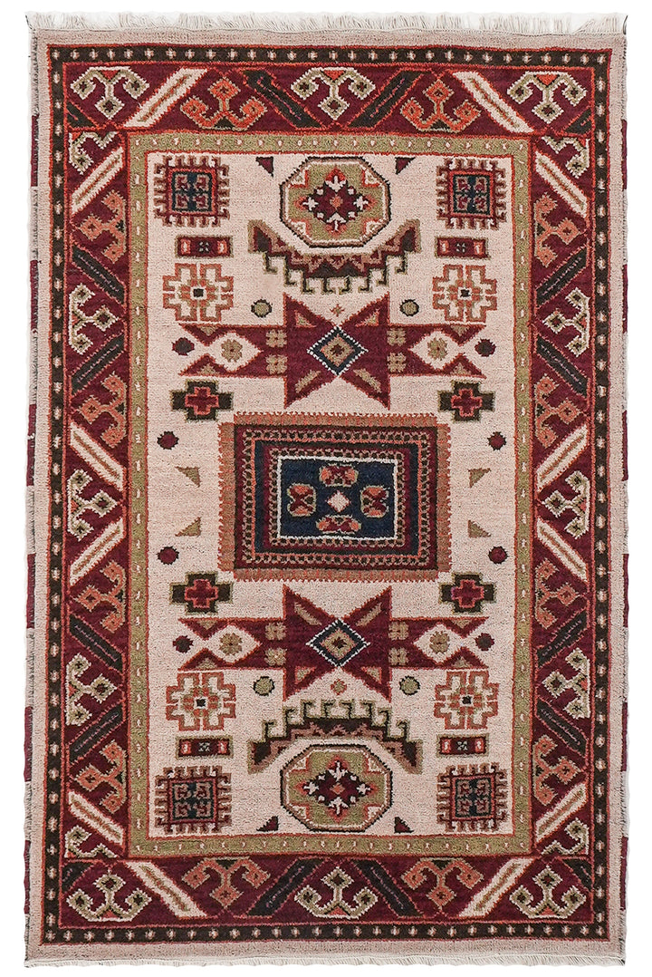 Afghan Hand Knotted Silk Wool Oriental Geometric Star Medallion Rug