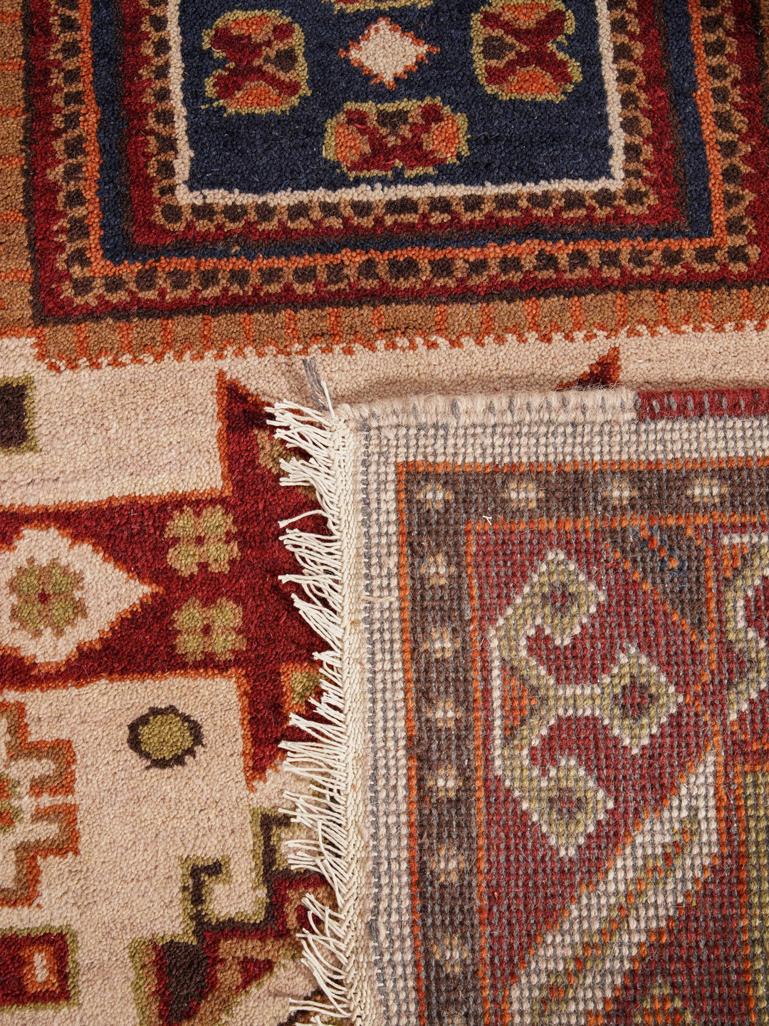 Afghan Hand Knotted Silk Wool Oriental Geometric Star Medallion Rug
