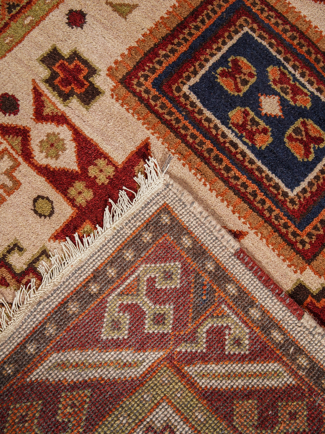 Afghan Hand Knotted Silk Wool Oriental Geometric Star Medallion Rug