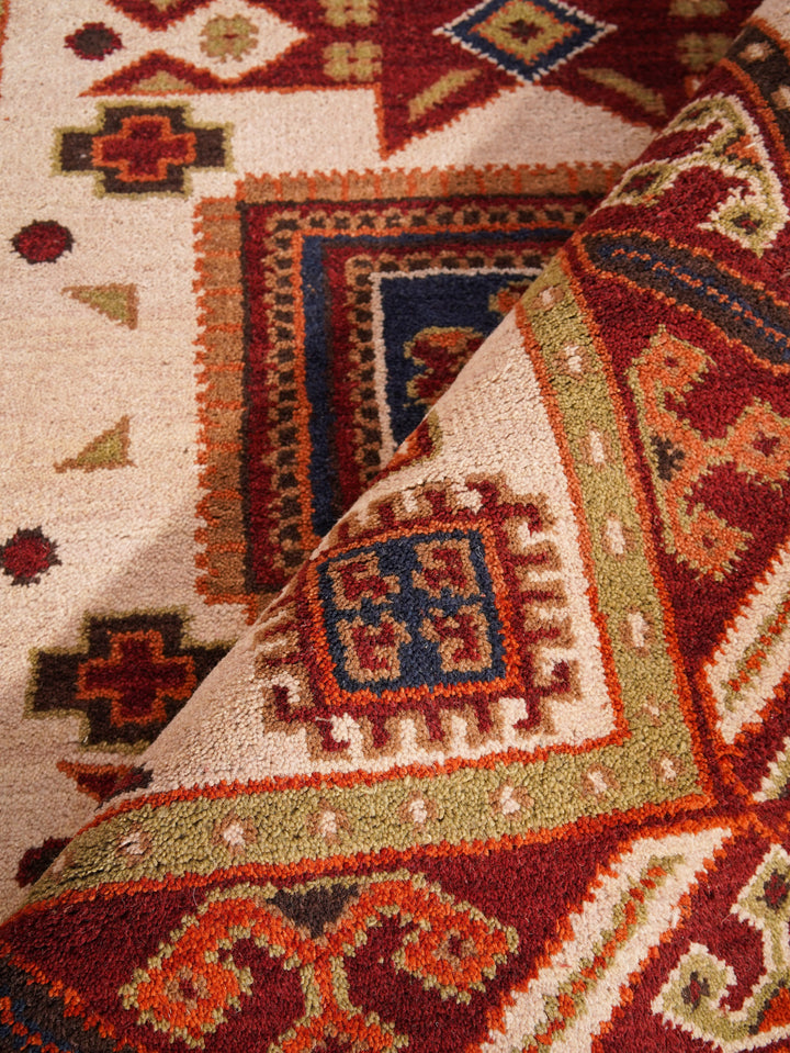 Afghan Hand Knotted Silk Wool Oriental Geometric Star Medallion Rug