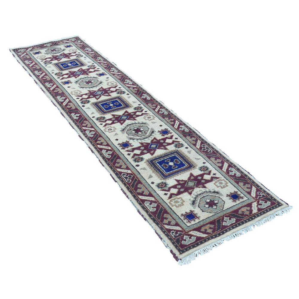 Afghan Hand Knotted Silk Wool Oriental Geometric Star Medallion Rug