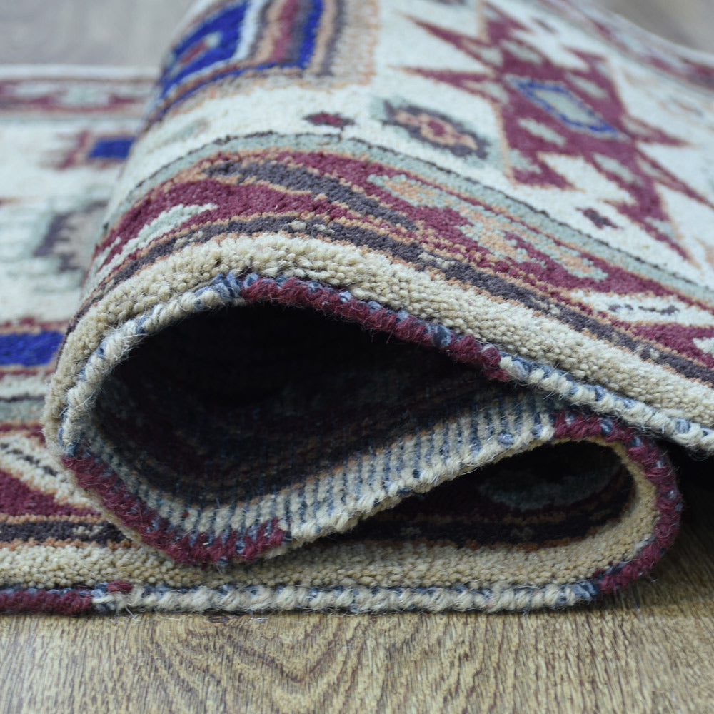 Afghan Hand Knotted Silk Wool Oriental Geometric Star Medallion Rug