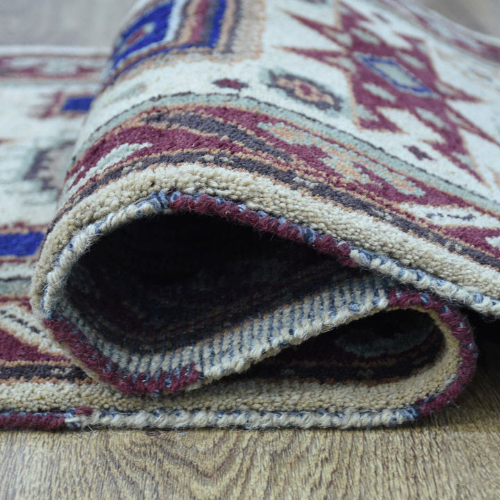 Afghan Hand Knotted Silk Wool Oriental Geometric Star Medallion Rug