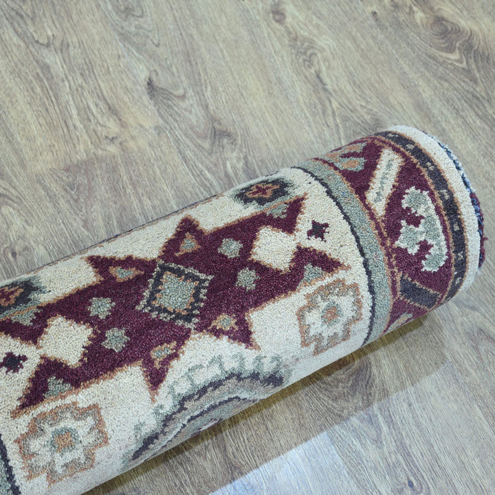 Afghan Hand Knotted Silk Wool Oriental Geometric Star Medallion Rug