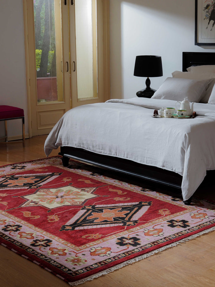 Afghan Hand Knotted Silk Wool Oriental Dual Medallion Rug