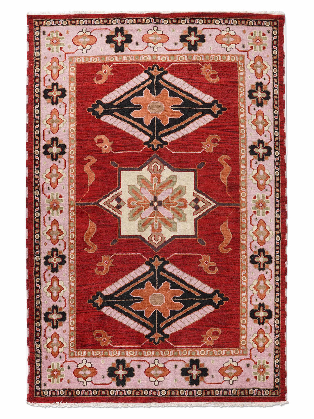Afghan Hand Knotted Silk Wool Oriental Dual Medallion Rug