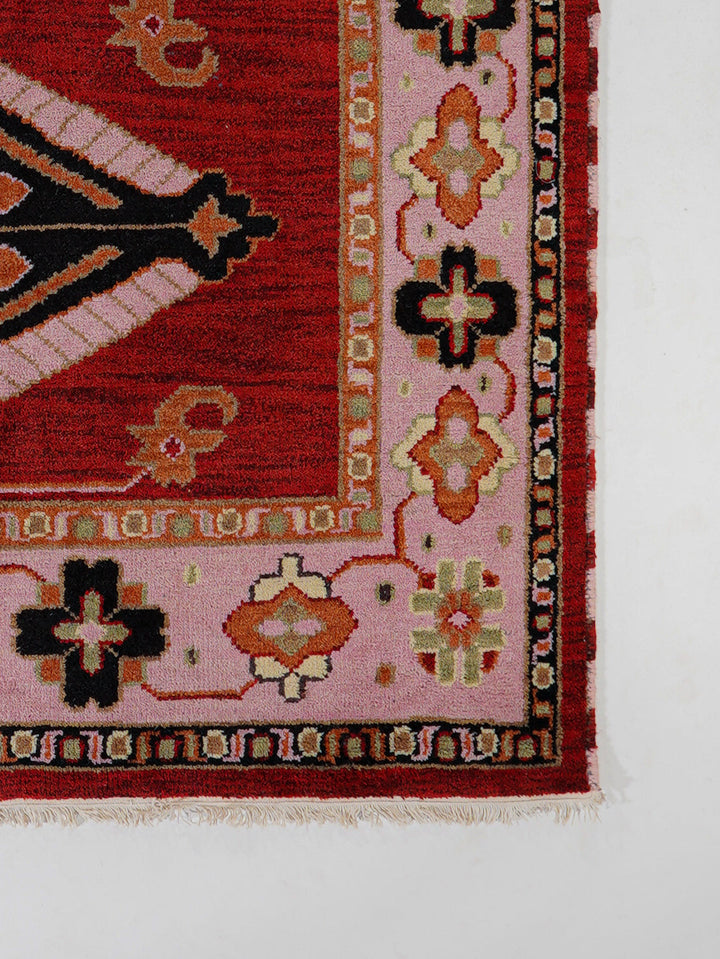 Afghan Hand Knotted Silk Wool Oriental Dual Medallion Rug