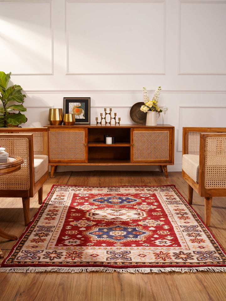 Afghan Hand Knotted Silk Wool Oriental Floral Medallion Rug
