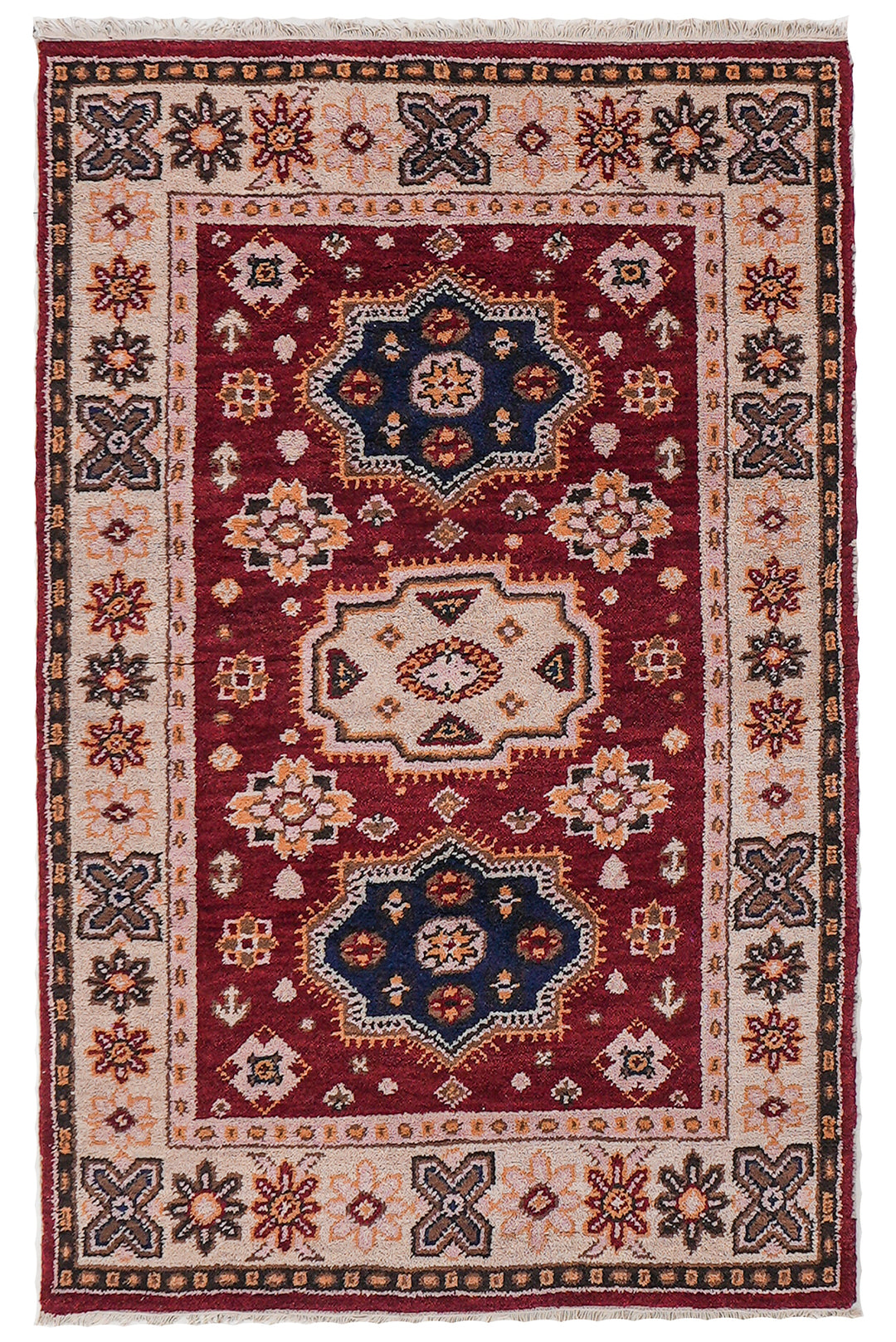 Afghan Hand Knotted Silk Wool Oriental Floral Medallion Rug