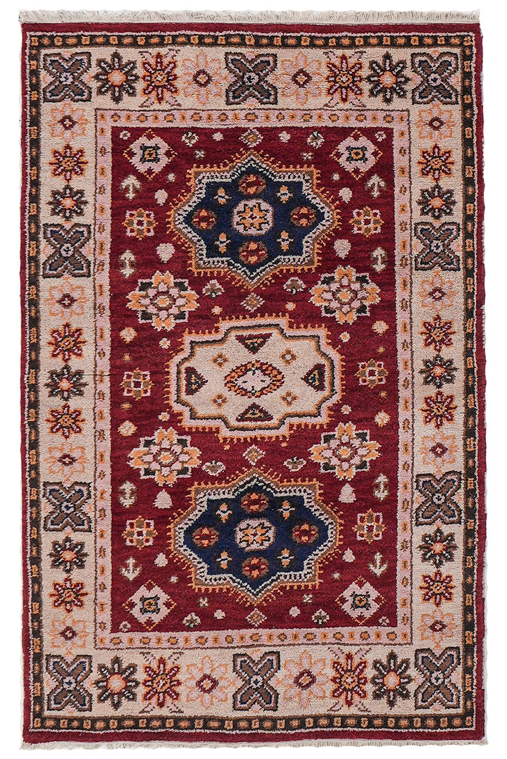 Afghan Hand Knotted Silk Wool Oriental Floral Medallion Rug