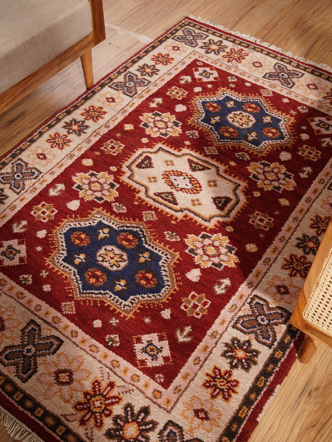 Afghan Hand Knotted Silk Wool Oriental Floral Medallion Rug