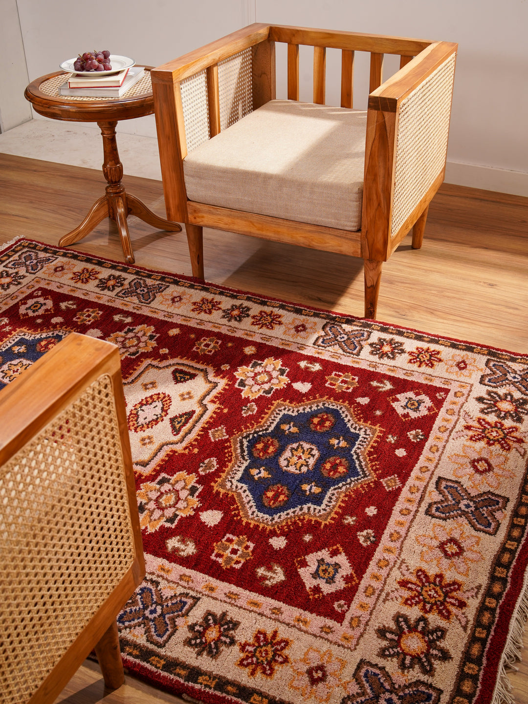 Afghan Hand Knotted Silk Wool Oriental Floral Medallion Rug