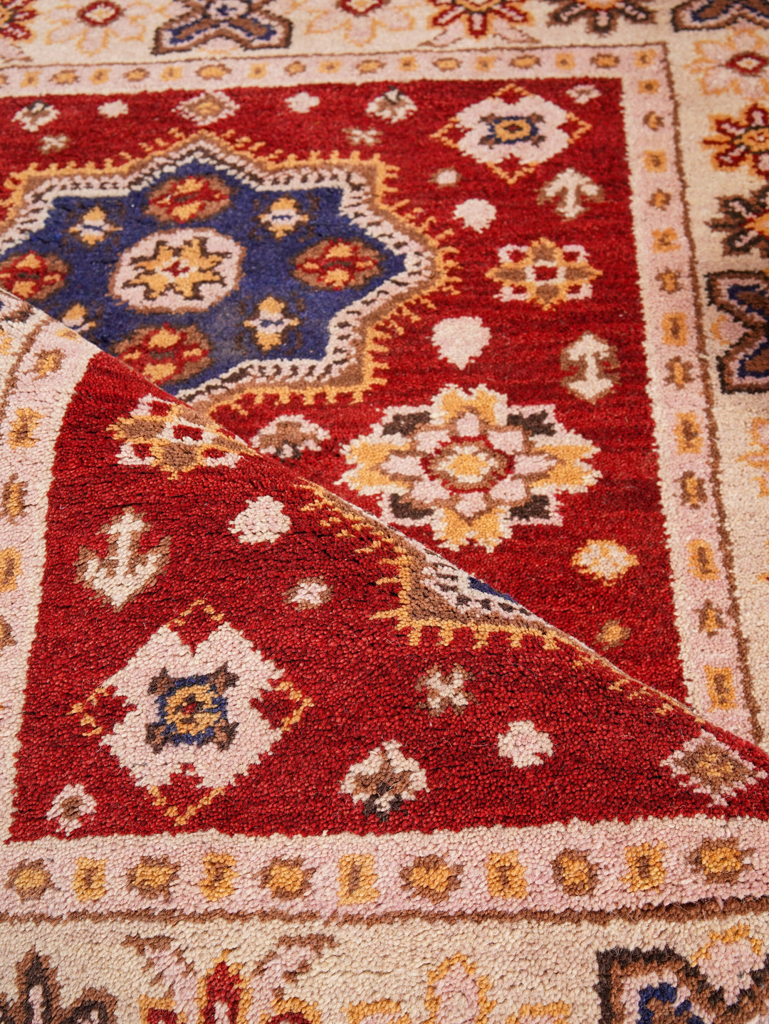 Afghan Hand Knotted Silk Wool Oriental Floral Medallion Rug