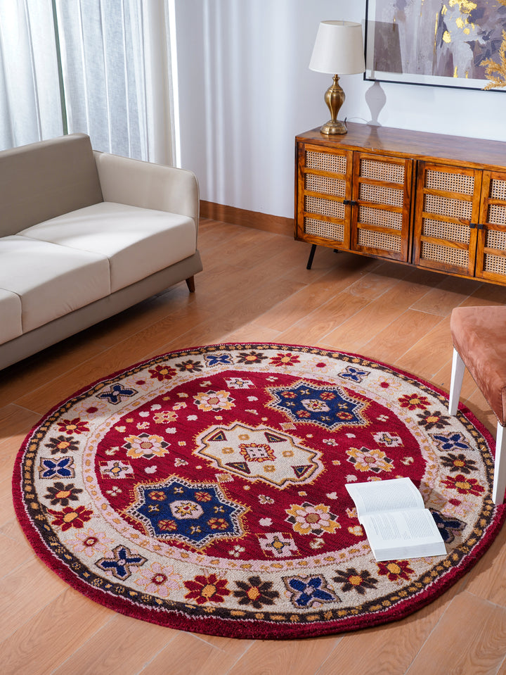 Afghan Hand Knotted Silk Wool Oriental Floral Medallion Rug