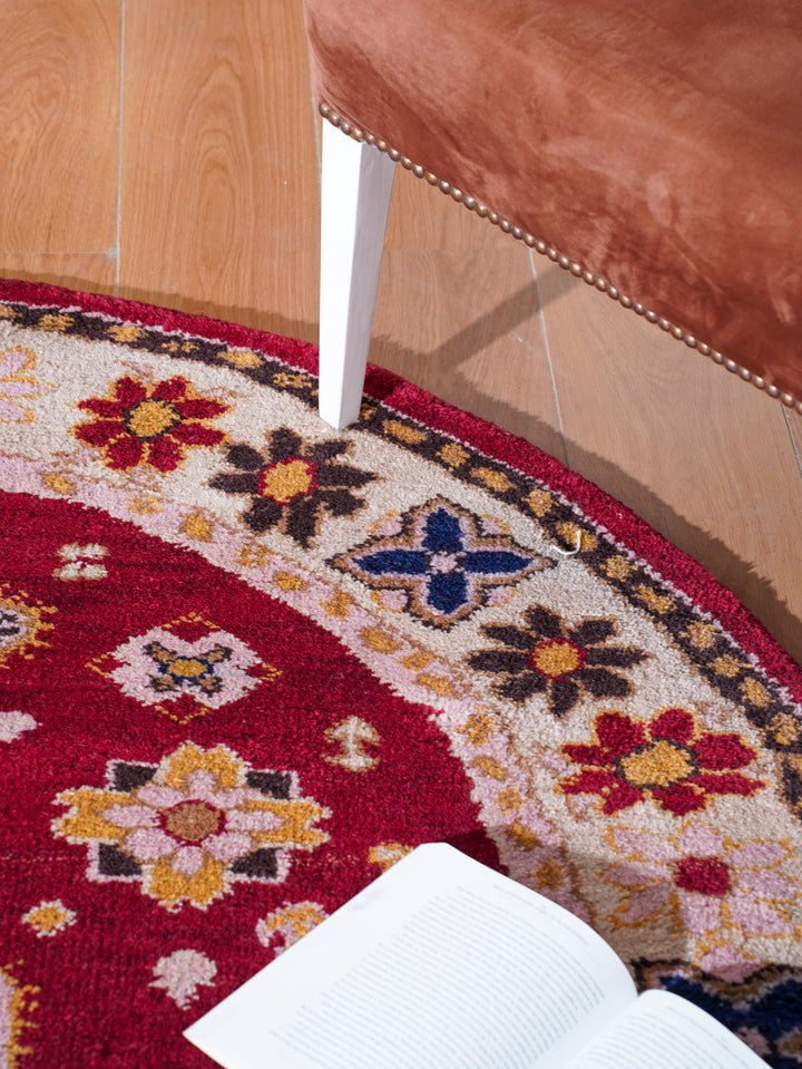 Afghan Hand Knotted Silk Wool Oriental Floral Medallion Rug