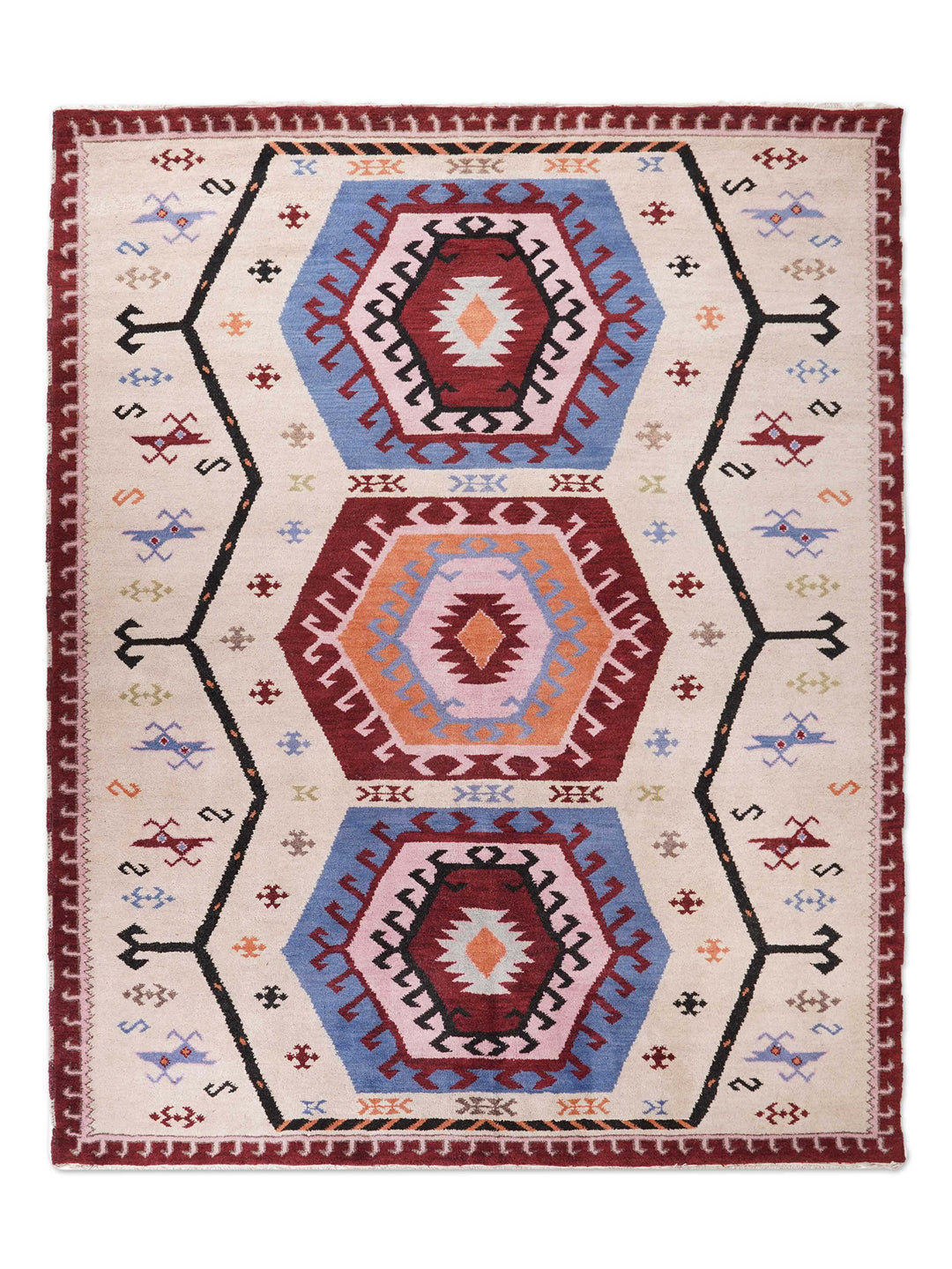 Afghan Hand Knotted Silk Wool Oriental Hexagon Medallion Rug