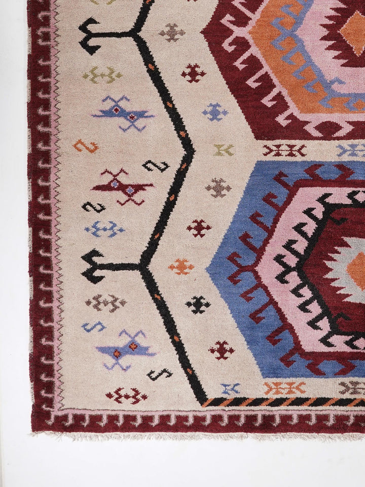 Afghan Hand Knotted Silk Wool Oriental Hexagon Medallion Rug