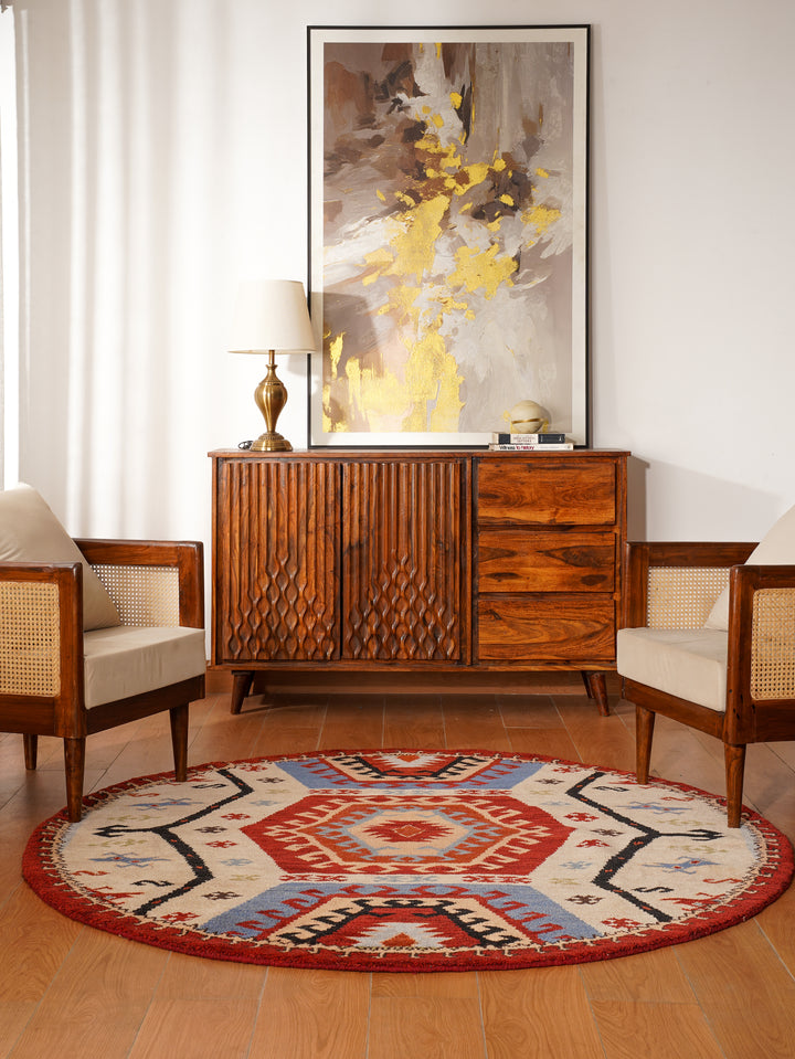 Afghan Hand Knotted Silk Wool Oriental Hexagon Medallion Rug