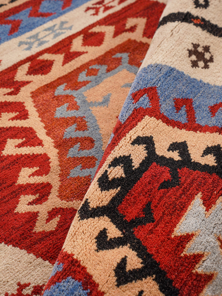 Afghan Hand Knotted Silk Wool Oriental Hexagon Medallion Rug