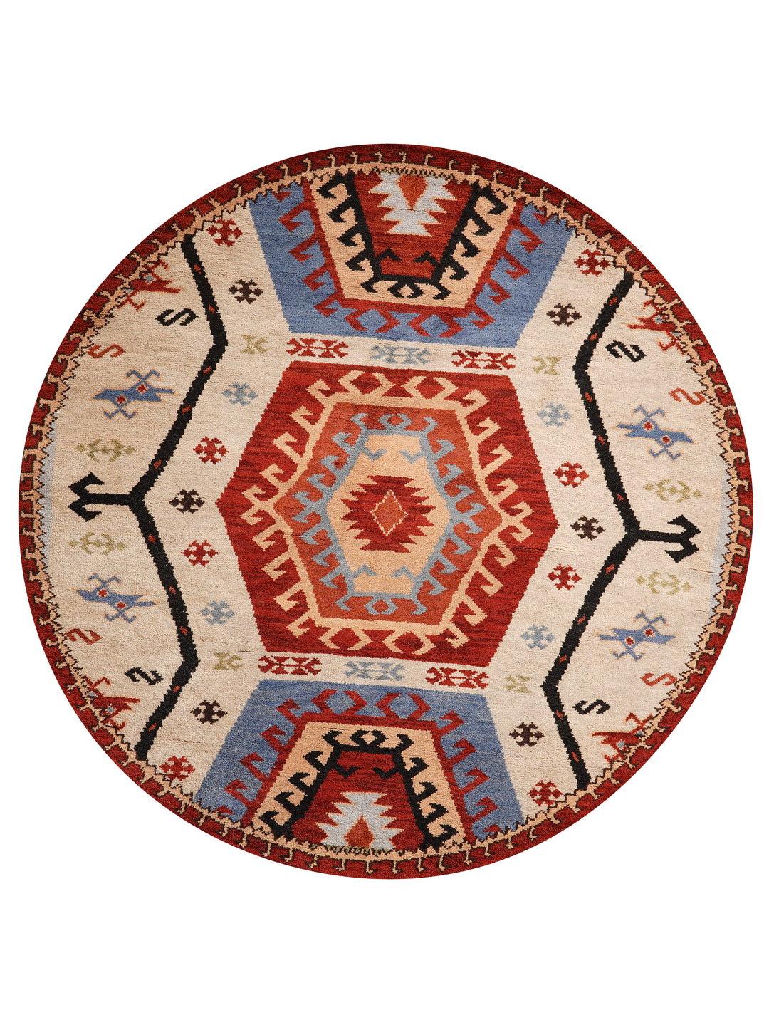 Afghan Hand Knotted Silk Wool Oriental Hexagon Medallion Rug