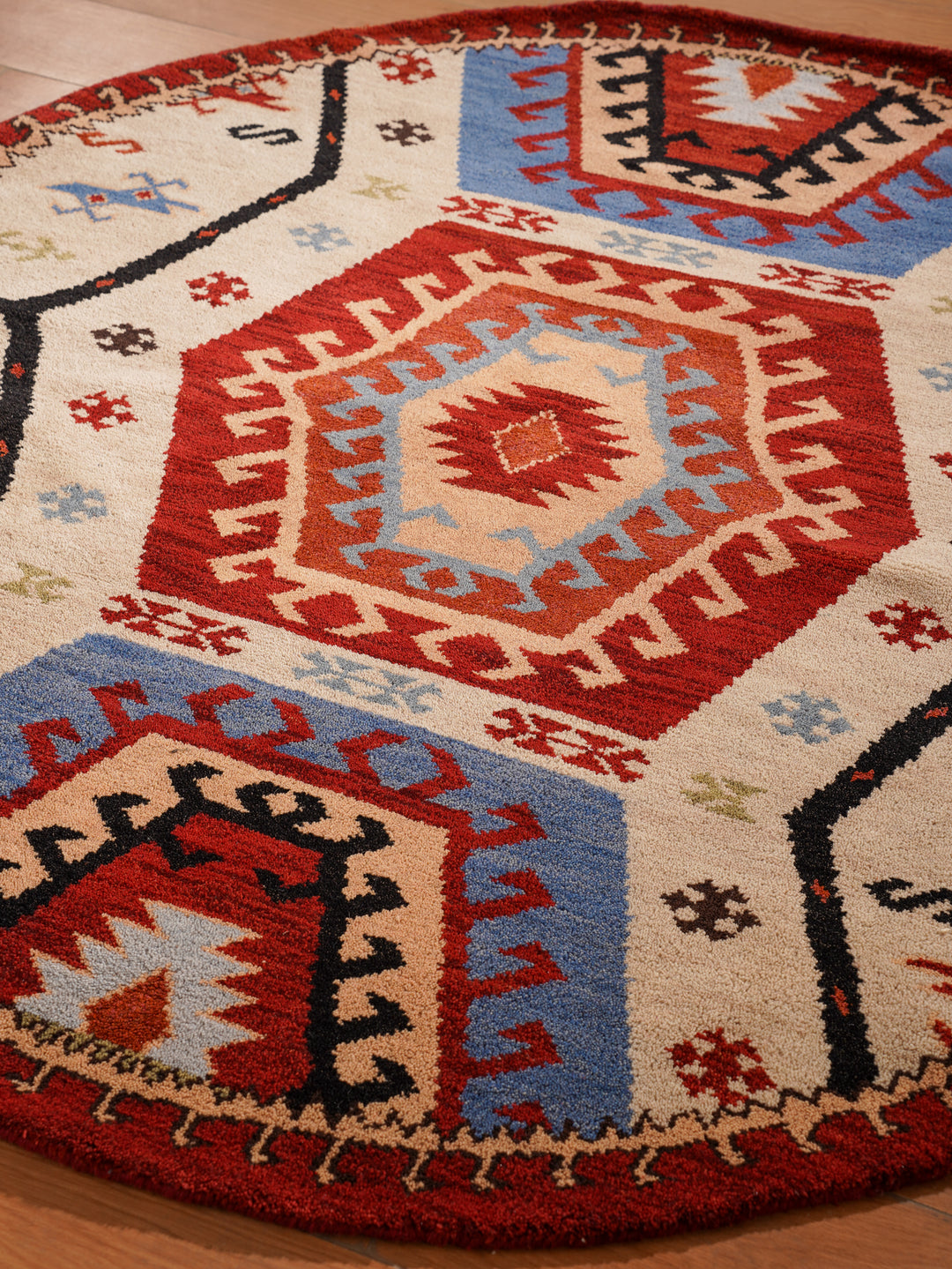 Afghan Hand Knotted Silk Wool Oriental Hexagon Medallion Rug