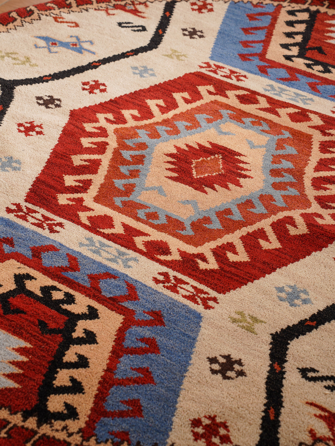 Afghan Hand Knotted Silk Wool Oriental Hexagon Medallion Rug