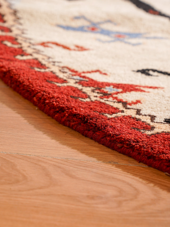 Afghan Hand Knotted Silk Wool Oriental Hexagon Medallion Rug