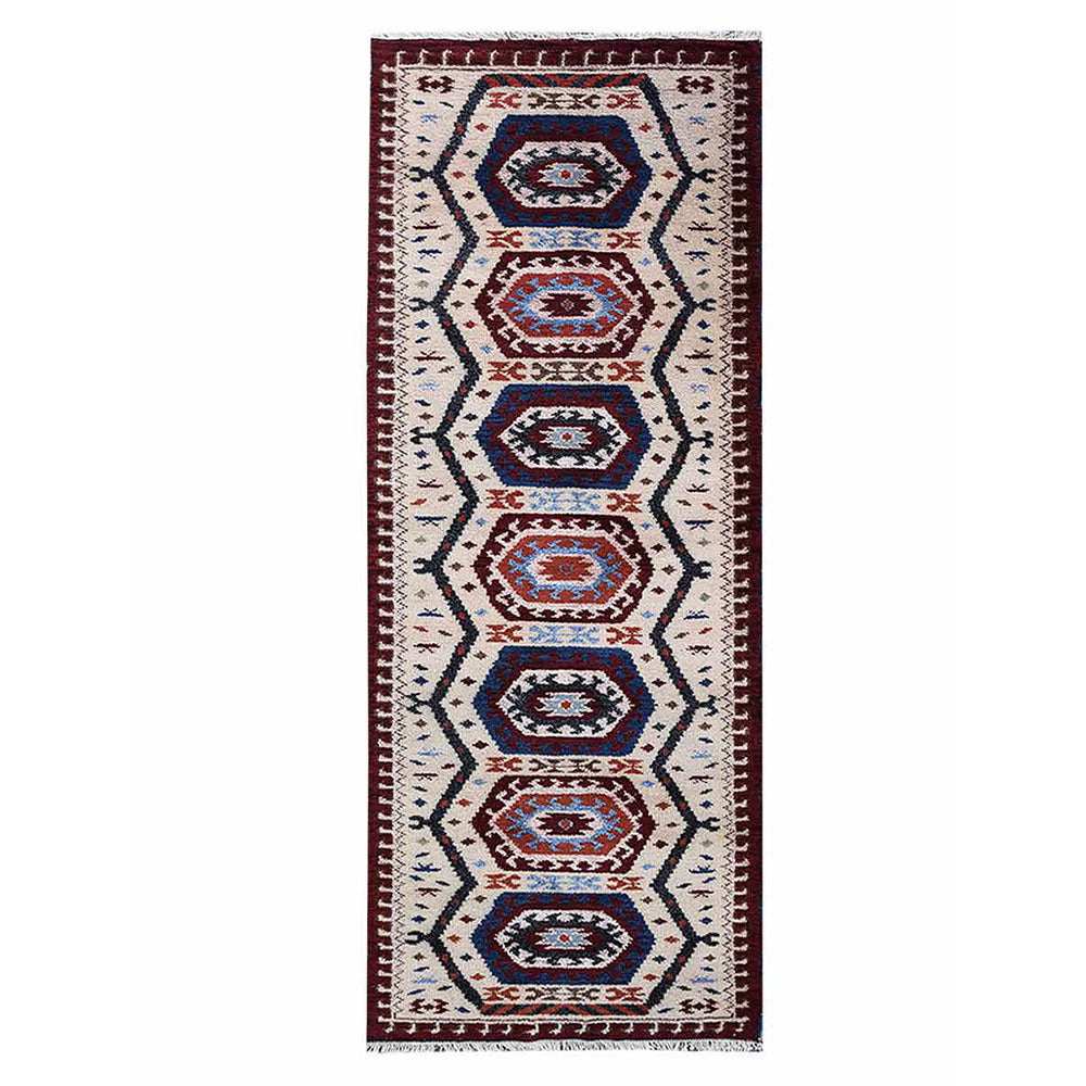 Afghan Hand Knotted Silk Wool Oriental Hexagon Medallion Rug