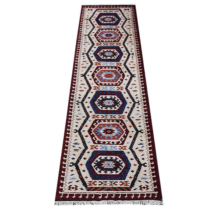Afghan Hand Knotted Silk Wool Oriental Hexagon Medallion Rug