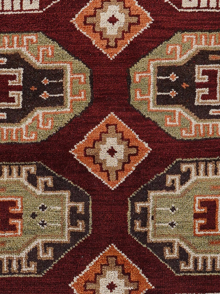 Afghan Hand Knotted Silk Wool Oriental Repeating Medallion Rug