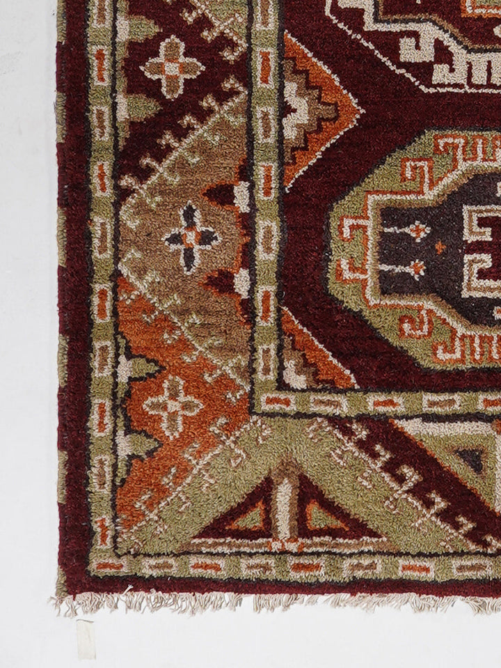 Afghan Hand Knotted Silk Wool Oriental Repeating Medallion Rug