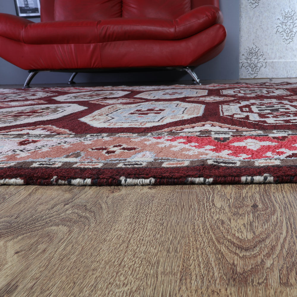 Afghan Hand Knotted Silk Wool Oriental Repeating Medallion Rug
