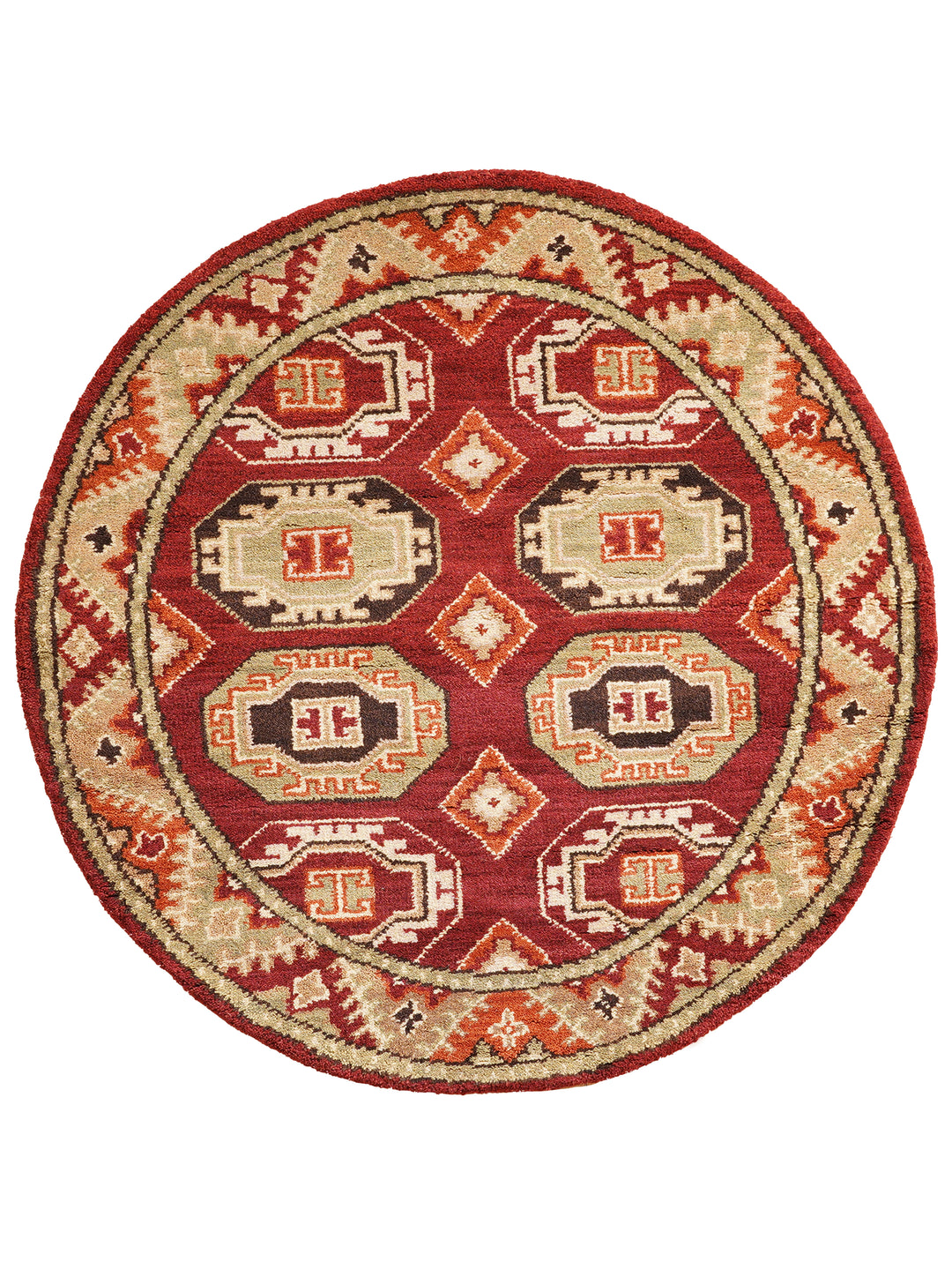 Afghan Hand Knotted Silk Wool Oriental Repeating Medallion Rug