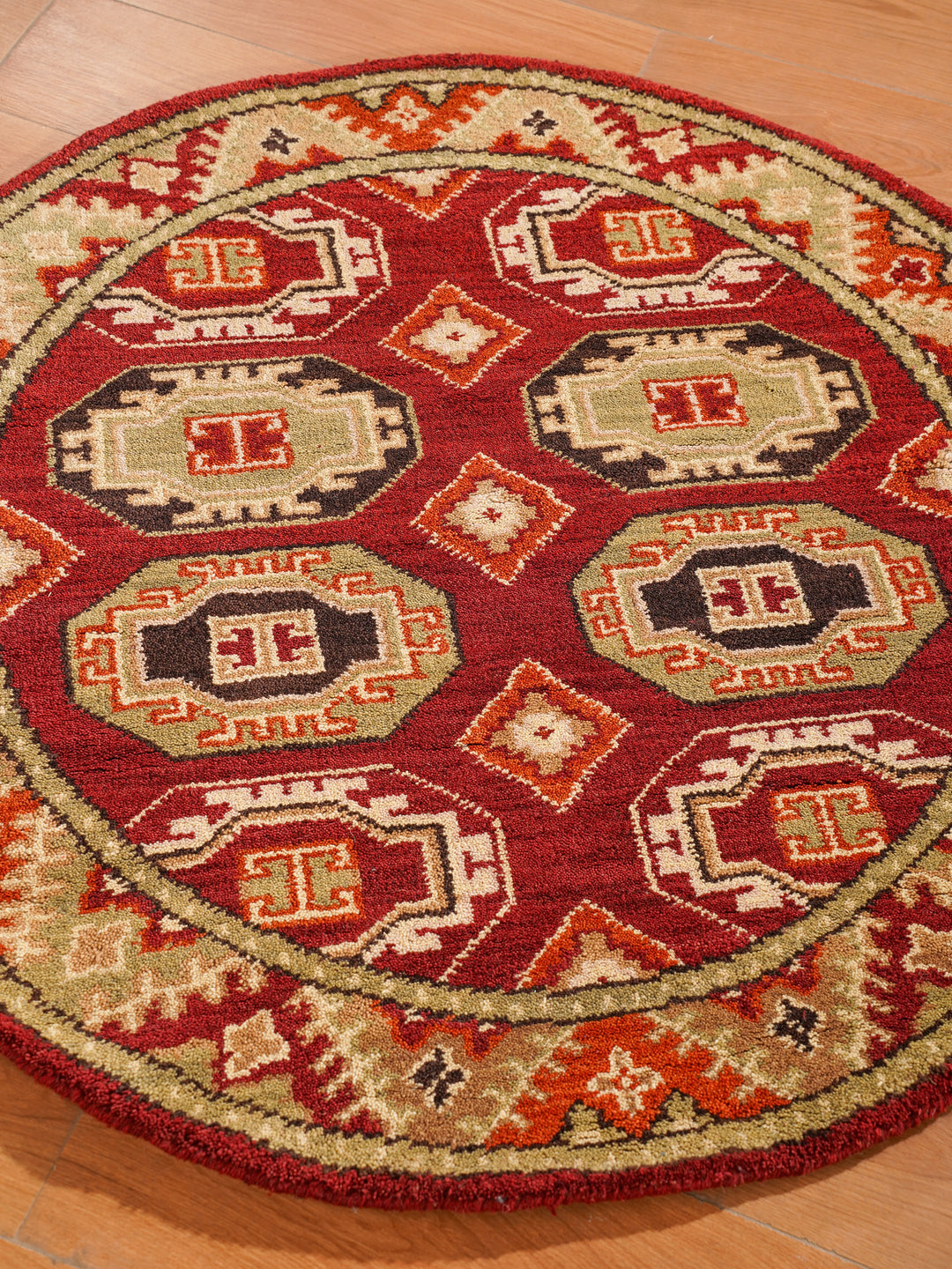 Afghan Hand Knotted Silk Wool Oriental Repeating Medallion Rug