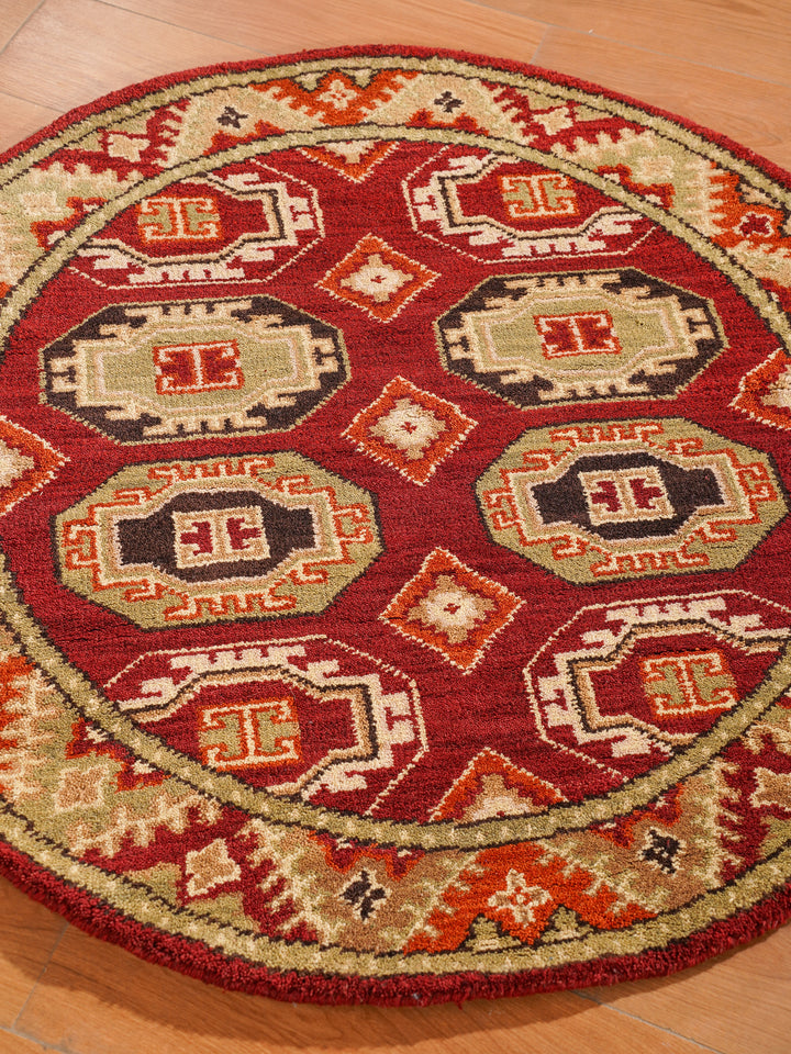 Afghan Hand Knotted Silk Wool Oriental Repeating Medallion Rug