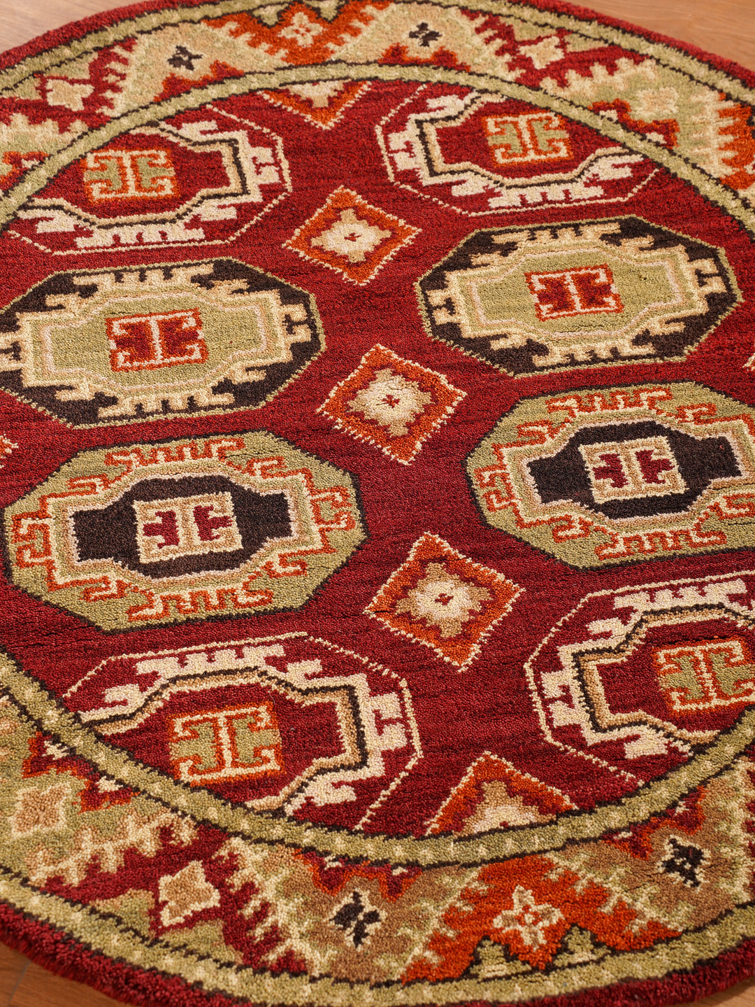 Afghan Hand Knotted Silk Wool Oriental Repeating Medallion Rug