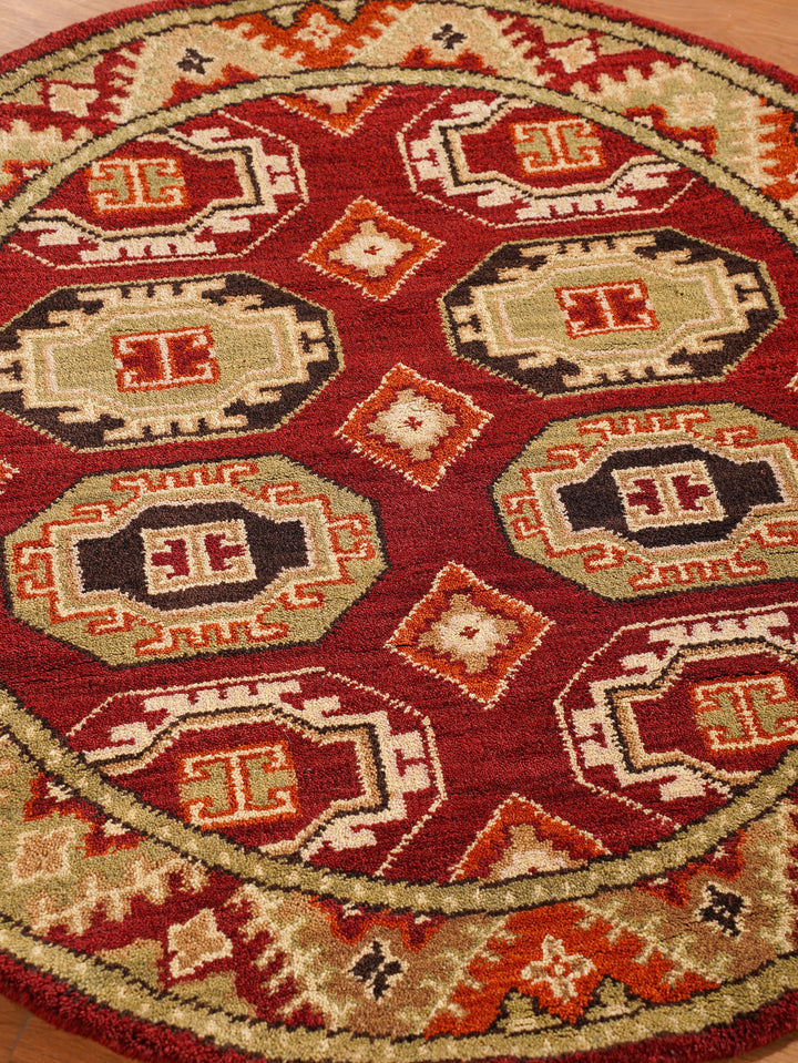 Afghan Hand Knotted Silk Wool Oriental Repeating Medallion Rug