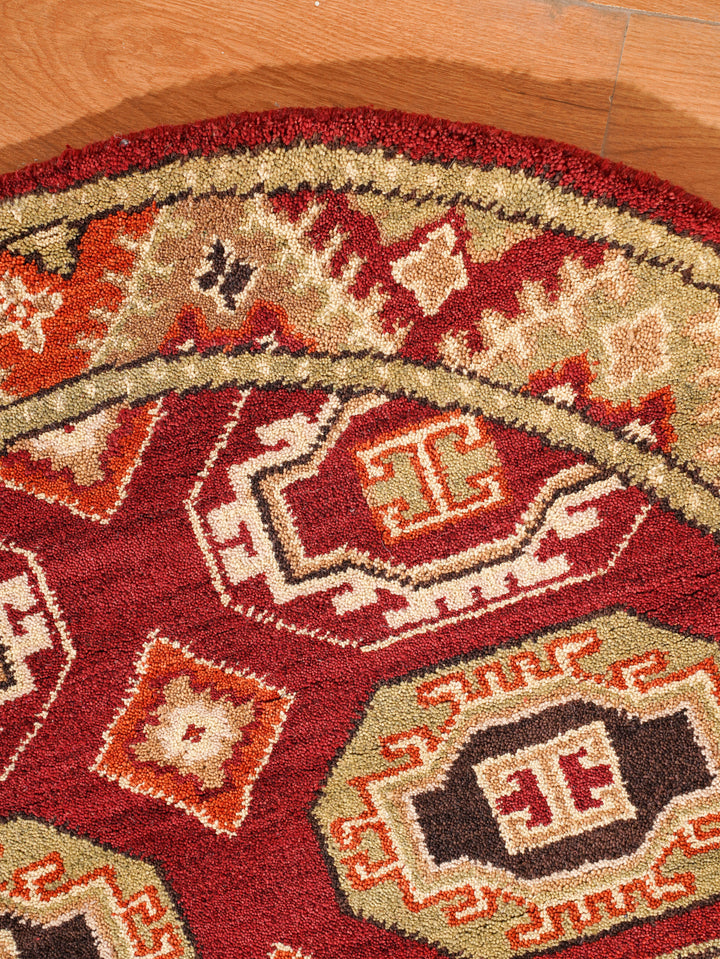 Afghan Hand Knotted Silk Wool Oriental Repeating Medallion Rug
