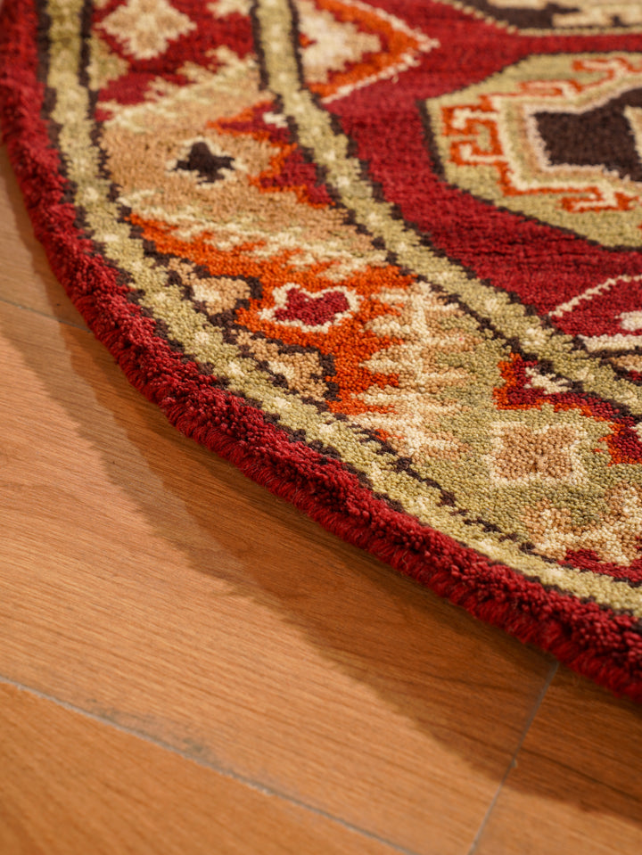 Afghan Hand Knotted Silk Wool Oriental Repeating Medallion Rug