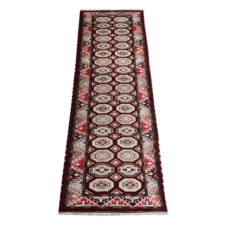 Afghan Hand Knotted Silk Wool Oriental Repeating Medallion Rug