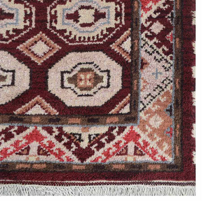 Afghan Hand Knotted Silk Wool Oriental Repeating Medallion Rug