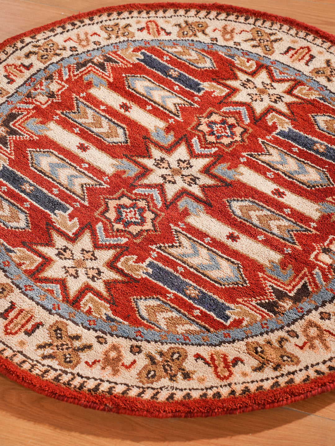 Afghan Hand Knotted Silk Wool Oriental Geometric Star Rug
