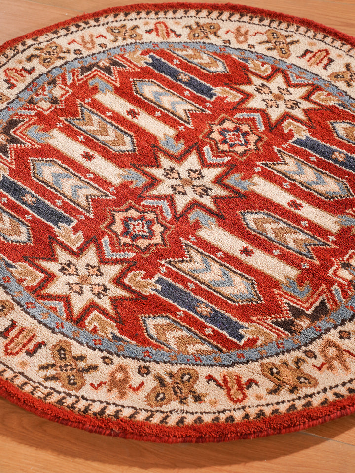 Afghan Hand Knotted Silk Wool Oriental Geometric Star Rug