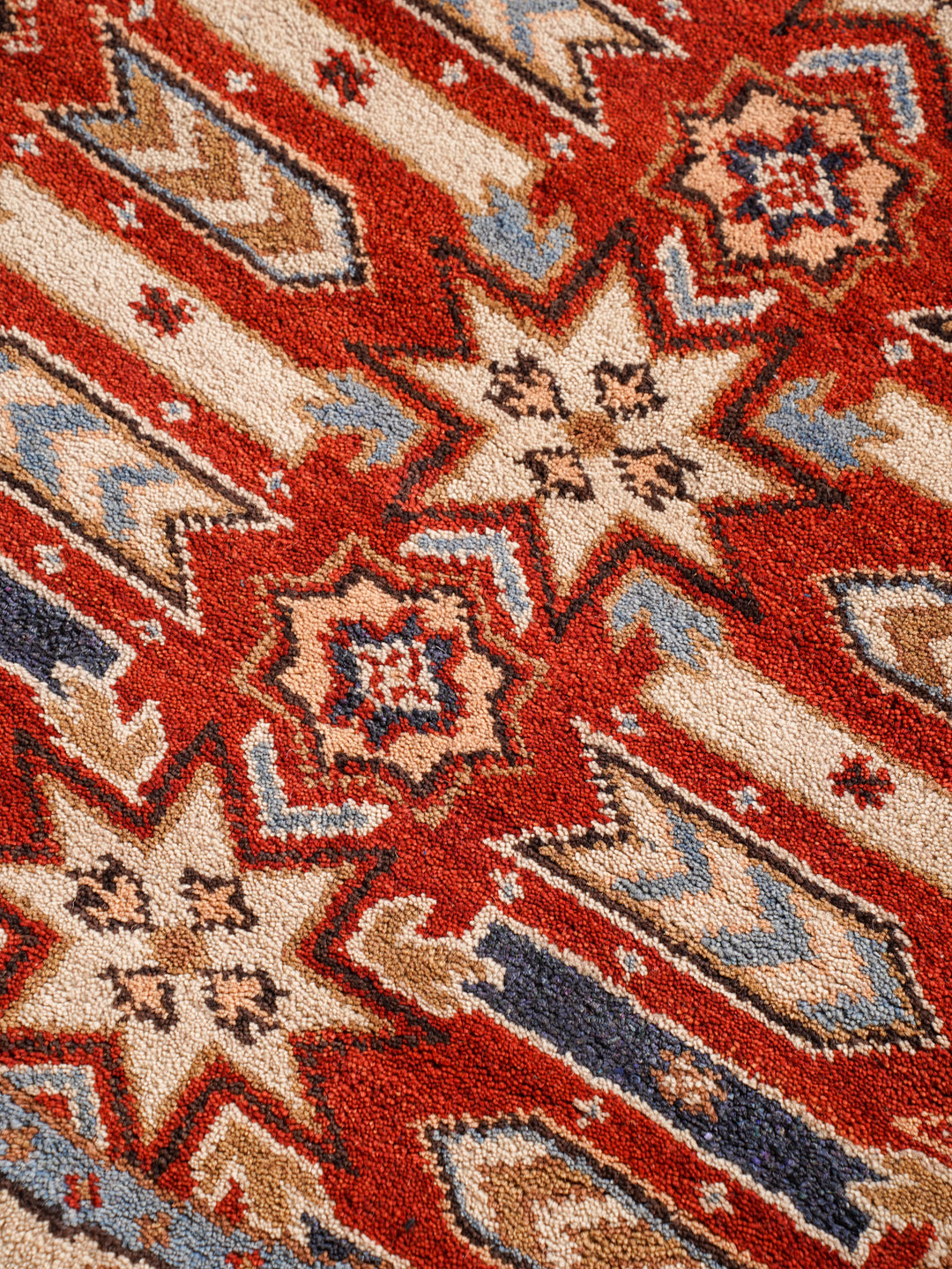 Afghan Hand Knotted Silk Wool Oriental Geometric Star Rug