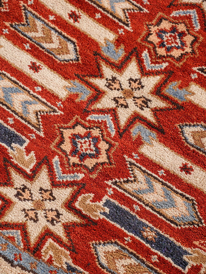 Afghan Hand Knotted Silk Wool Oriental Geometric Star Rug