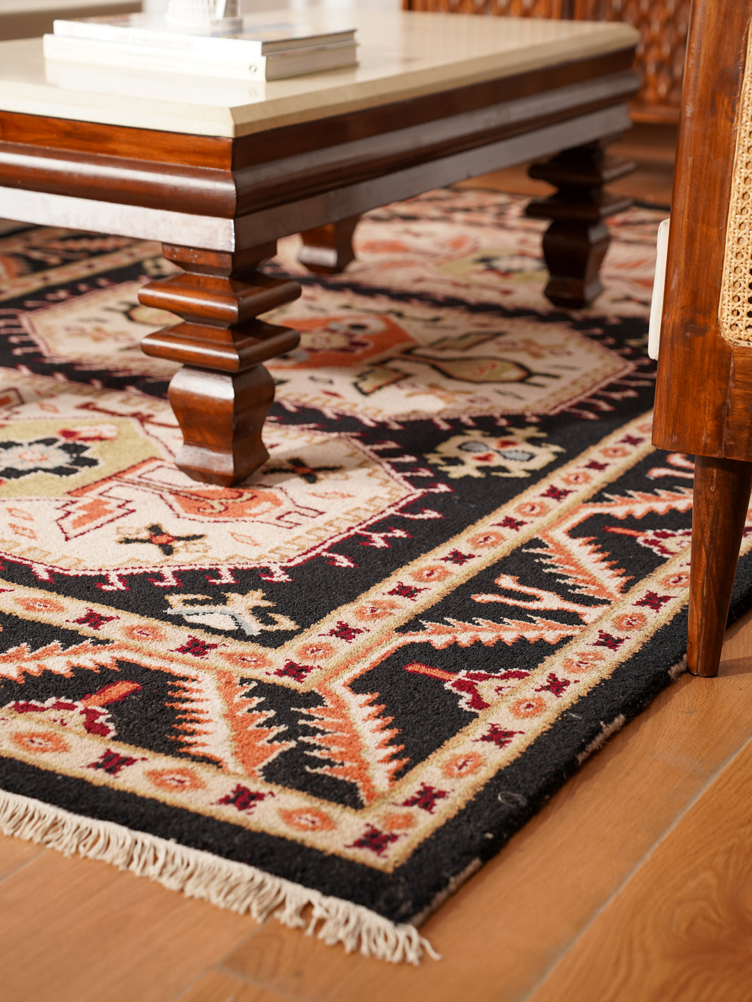 Afghan Hand Knotted Silk Wool Oriental Triple Medallion Rug