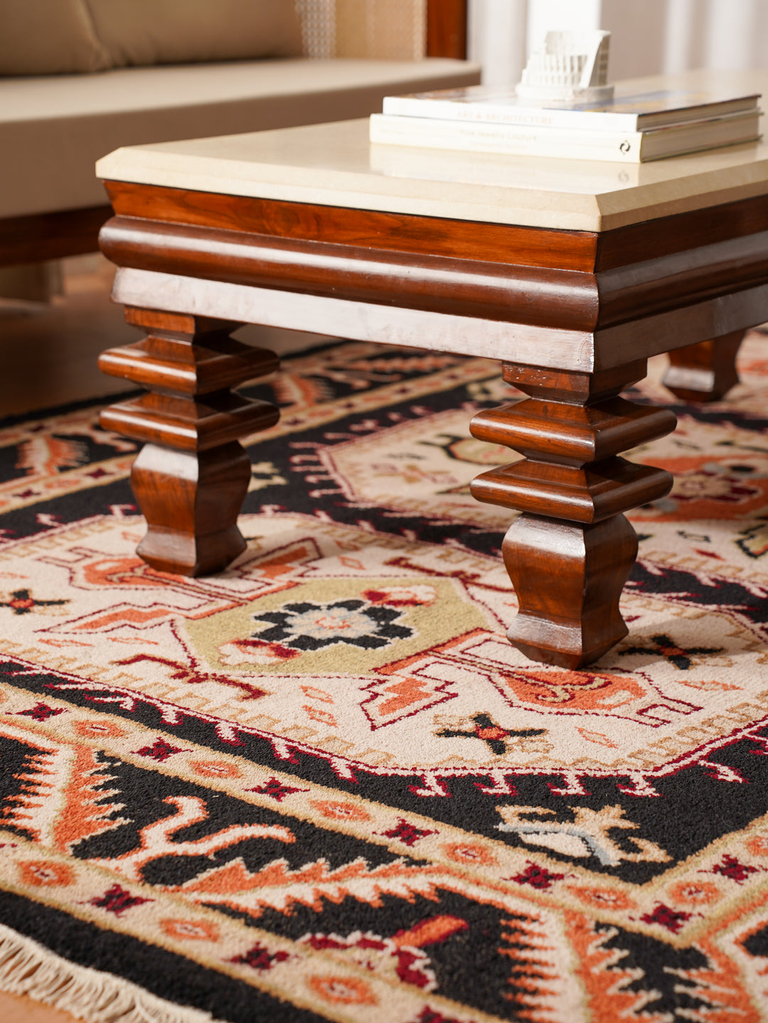 Afghan Hand Knotted Silk Wool Oriental Triple Medallion Rug