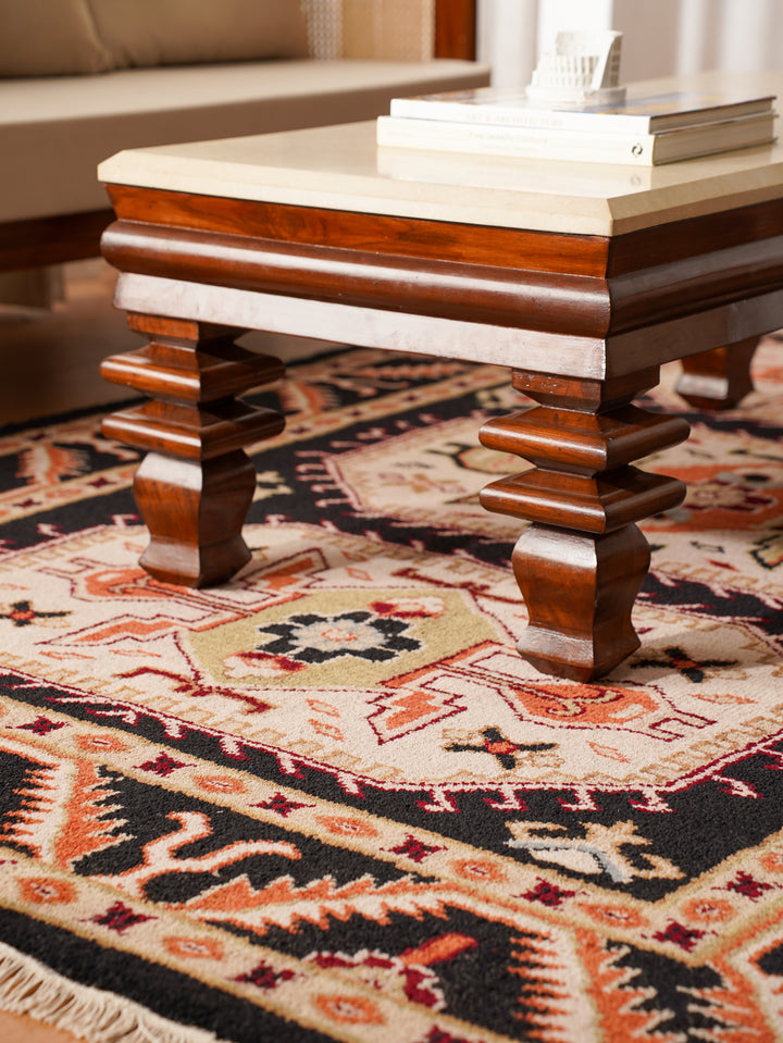 Afghan Hand Knotted Silk Wool Oriental Triple Medallion Rug